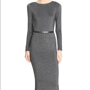 ‘Dafney’ Metallic Long Sleeve Midi Dress.